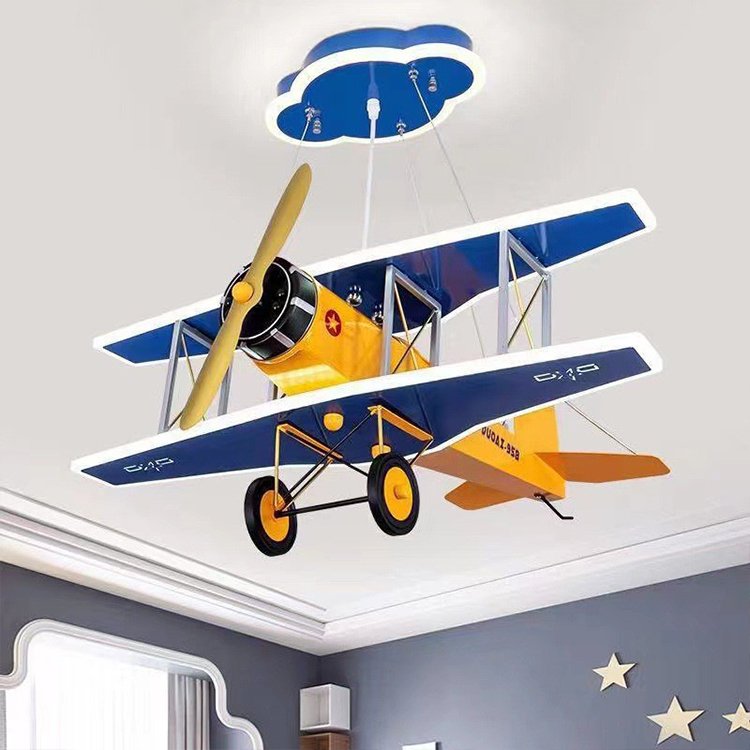 Children's Room Aircraft Ceiling Light Three-color Remote Dimming Bedroom Study Kindergarten Early Education Center Chandelier