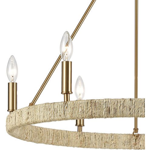 Custom Nordic Kitchen Island Simplicity Dining Room Chandelier Satin Brass With Natural Abaca Chandelier Ceiling Light