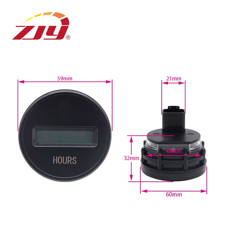 ZJY Universal Hour Meter Black Dial with Digital Readout Time Meter