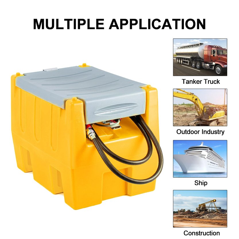 Portable Plastic 240 Liter 480L Fuel Gasoline Diesel Tank with Automatic Dispensing Nozzle for On-Site Refueling
