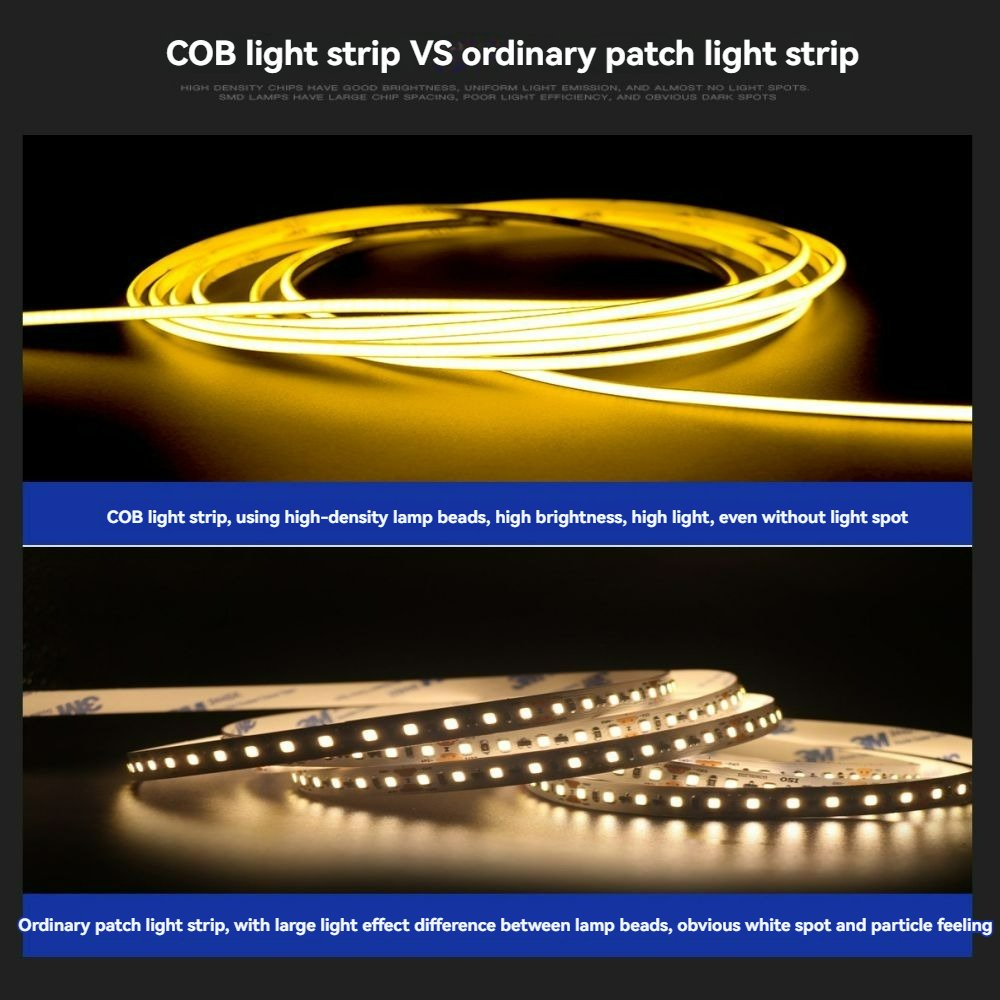 12V 4MM COB480 5W Colourfulw Strobe High Brightness Apparent Finger Self Adhesive Room Household Flexible Soft Strip Light