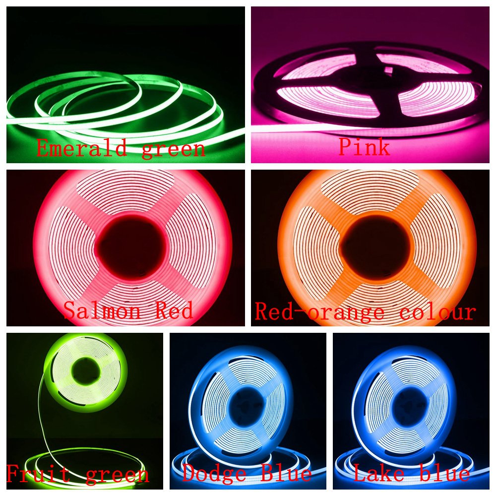 12V 4MM COB480 5W Colourfulw Strobe High Brightness Apparent Finger Self Adhesive Room Household Flexible Soft Strip Light