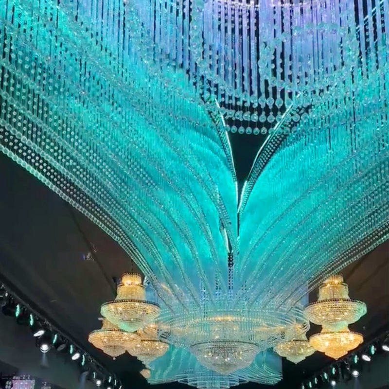 Contemporary Design Wedding Atmosphere Light Lighting Pendant Hanging Large Wedding Hotel Decoration Crystal Chandelier Lamp