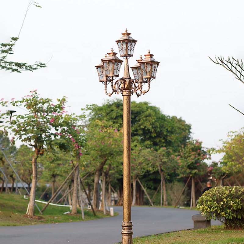Hot Sale Outdoor European Style Antique Led Garden Lights Lawn Lamp Street Light Aluminum Post Classic Garden Lamp