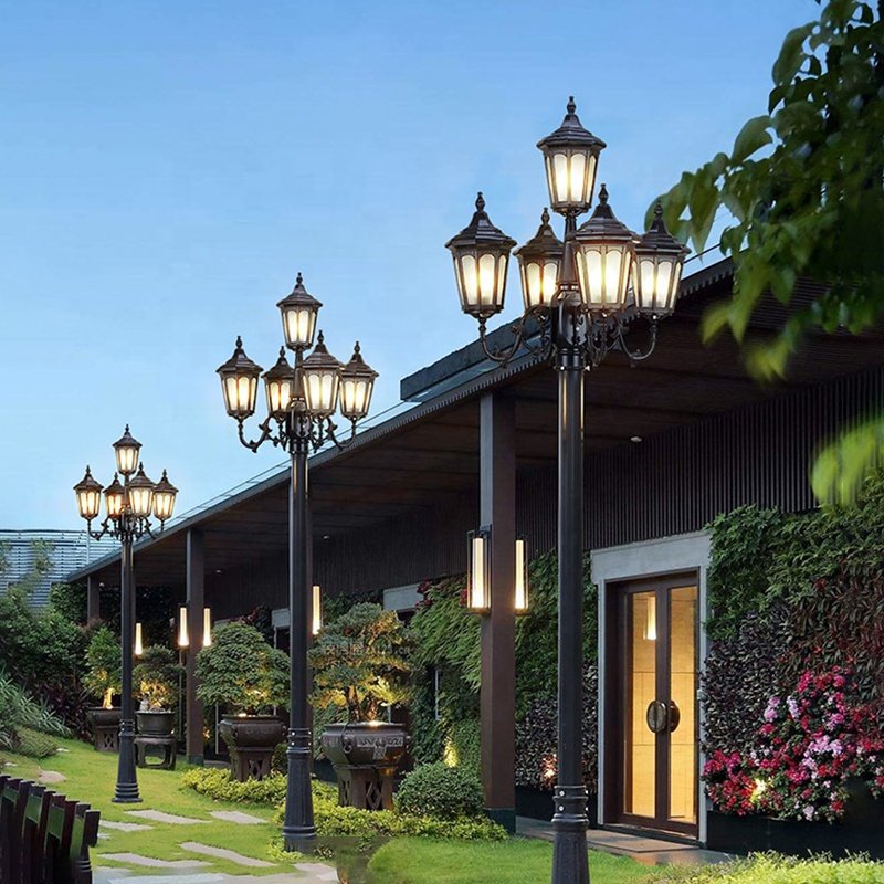 Hot Sale Outdoor European Style Antique Led Garden Lights Lawn Lamp Street Light Aluminum Post Classic Garden Lamp