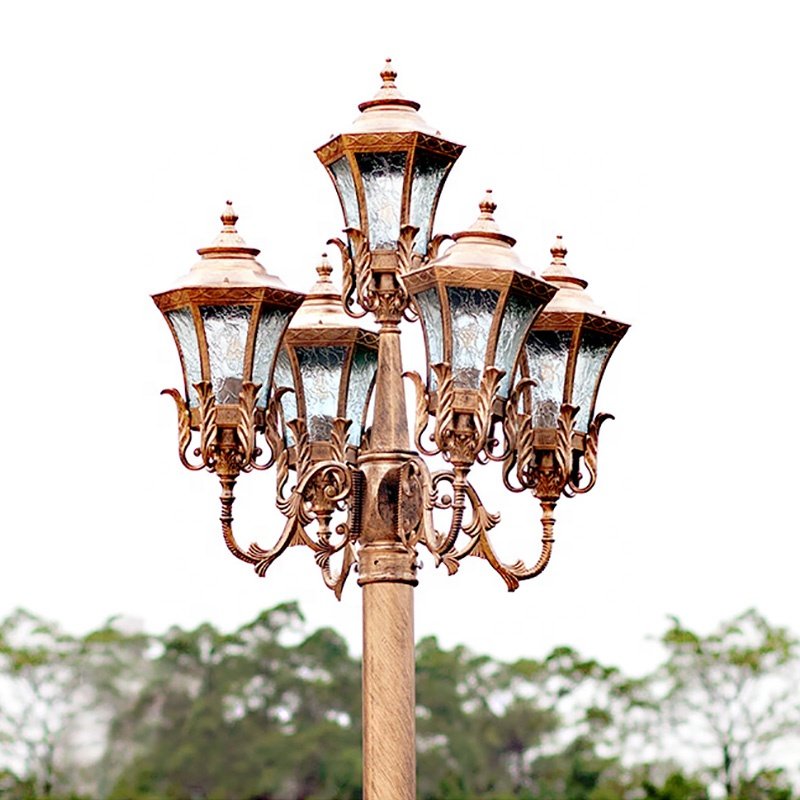 Outdoor Classic European Style Waterproof LED Garden Light Antique Street Light and Poles Aluminum Garden Lamp Post 25 AC 90 80