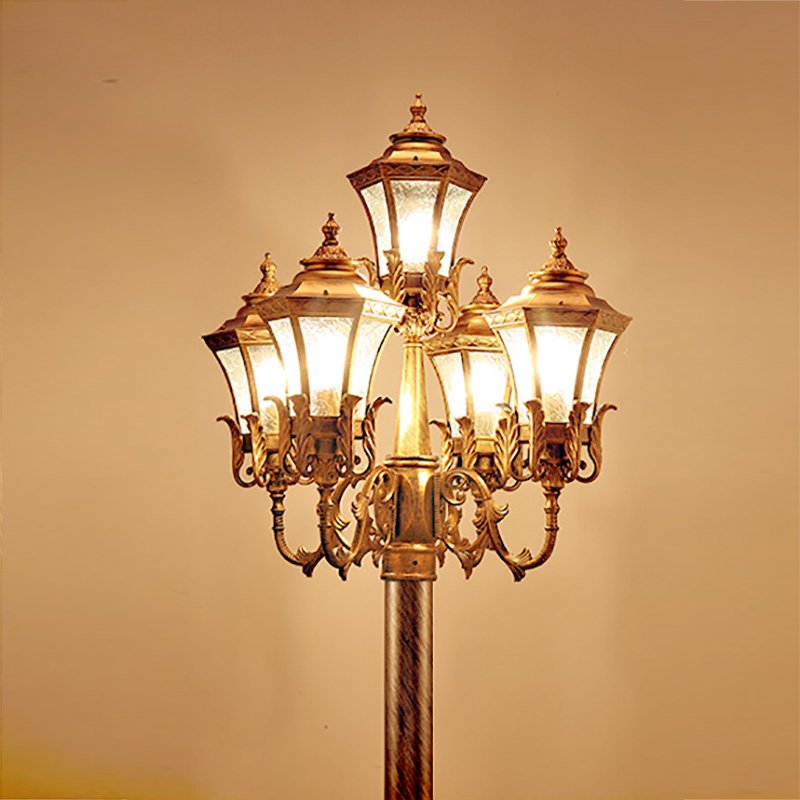 Outdoor Classic European Style Waterproof LED Garden Light Antique Street Light and Poles Aluminum Garden Lamp Post 25 AC 90 80