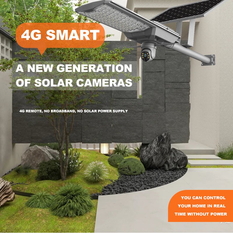 Omsen 600W Split Aluminum 2 in 1 Solar Street Lights Monitor Security Lamp Outdoor With Cctv Camera Wifi 4G V380 Pro