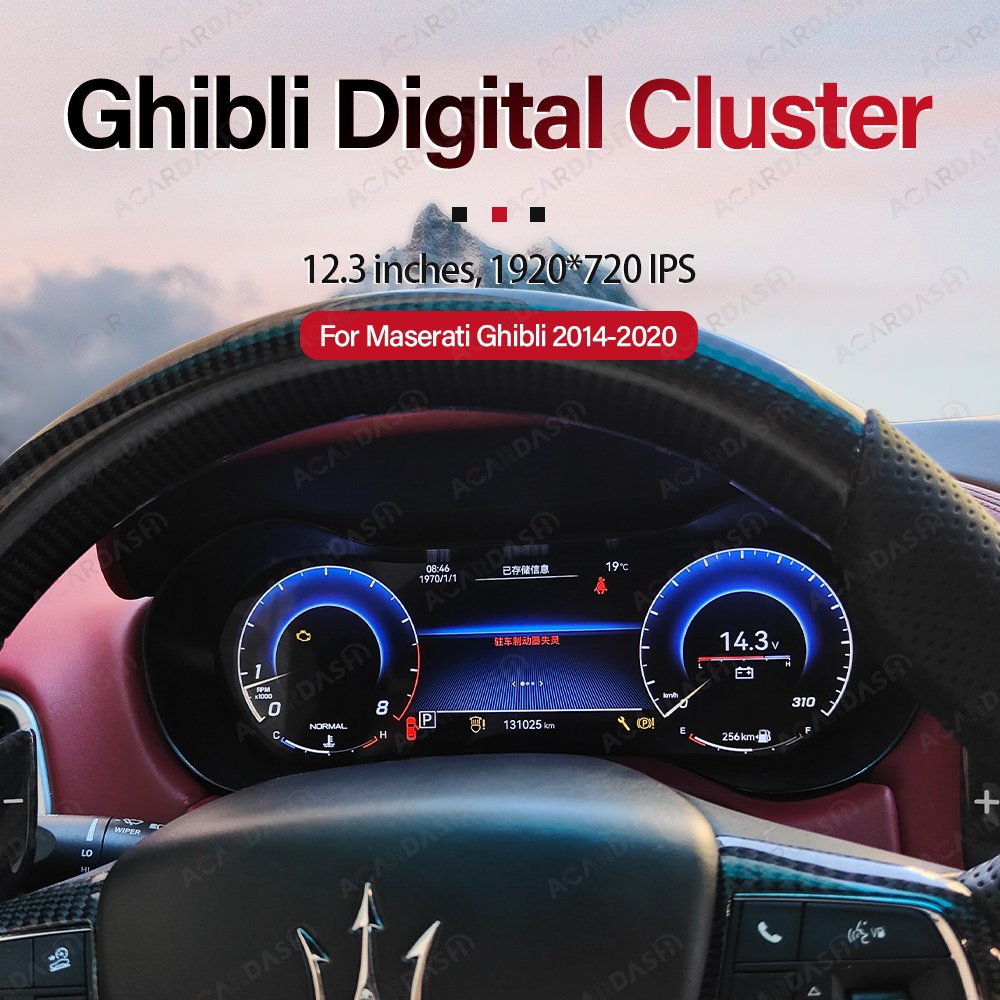 ACARDASH 2025 Newest UI Linux Digital Instrument LCD Cluster Speedometer Auto Meter Screen Panel for Maserati Ghibli 2014-2020