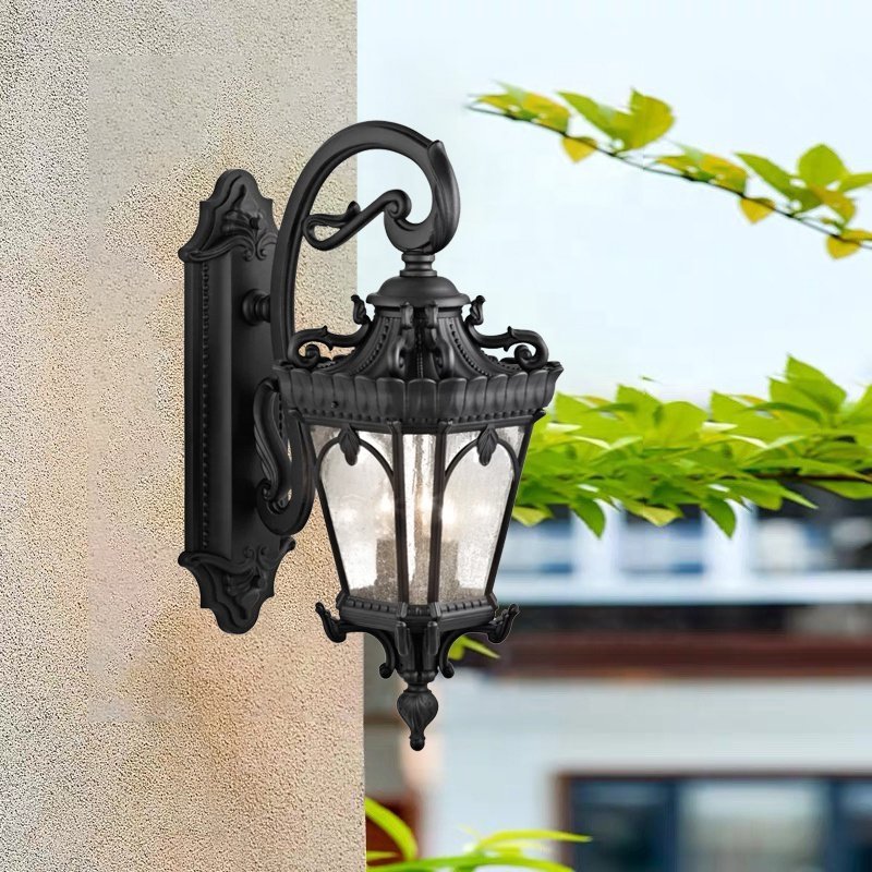 High Quality European Retro Wall Lamp Outdoor Water Proof IP65 Corridor Light Water Proof Black Garden Light Outdoor Wall Lamp
