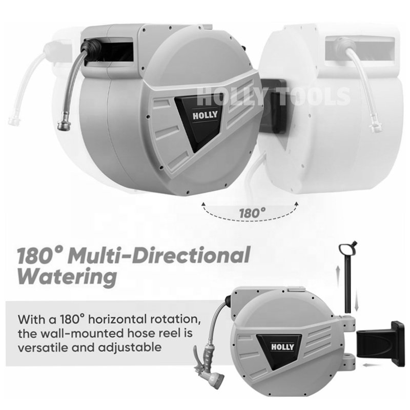 20M +2M Garden Automatic Retractable Rewind Hose Reel 65Ft Rewind Wall Mountable Hose Reel 20 Meter Household Watering Hose Reel