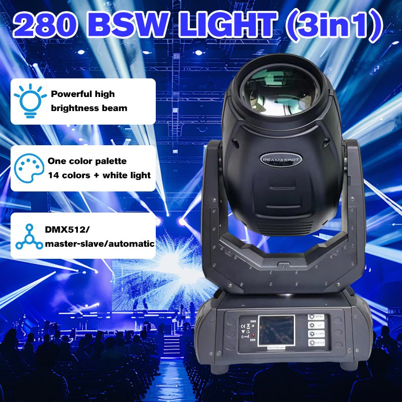 Wholesale New 280w Beam Spot Wash Moving Light 3in1 Moving Head Light With 14 Pattern Effects
