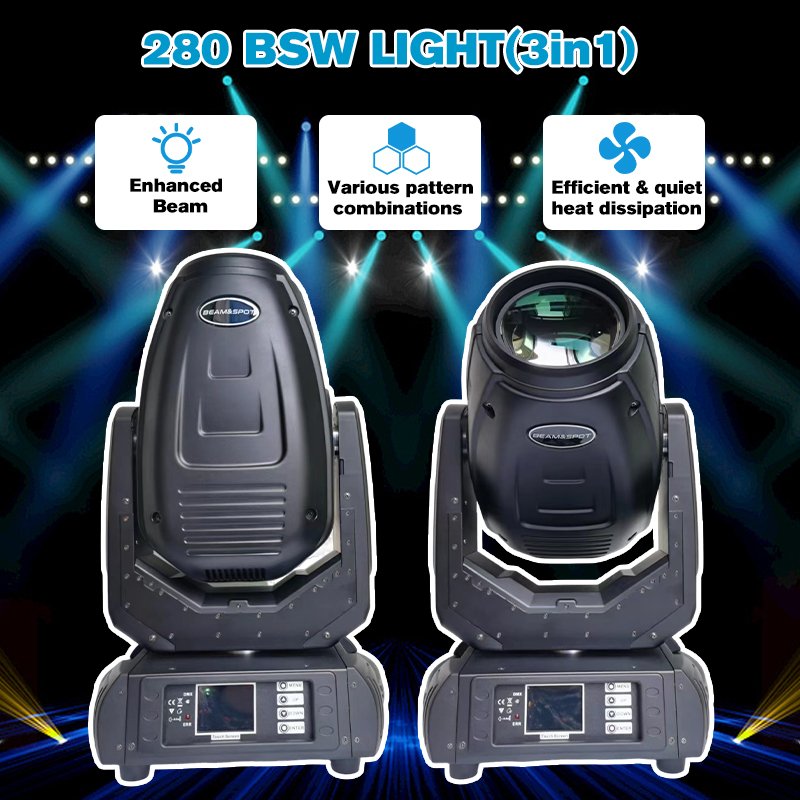 Wholesale New 280w Beam Spot Wash Moving Light 3in1 Moving Head Light With 14 Pattern Effects