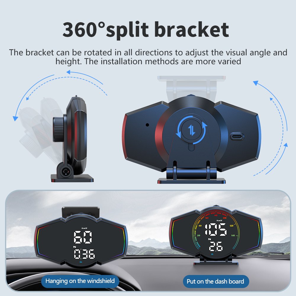 2025 Newest Universal Plug-and-Play LED Speedometer HUD Head-Up Display Various Car Models GPS G18 Digital Speed Auto Parts