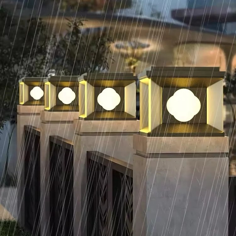 Unique Design of Pillar Lamp Stable Glass Lampshade Decoration Ip54 Waterproof Outdoor LED Main Door Pillar Lampsolarwater Proof