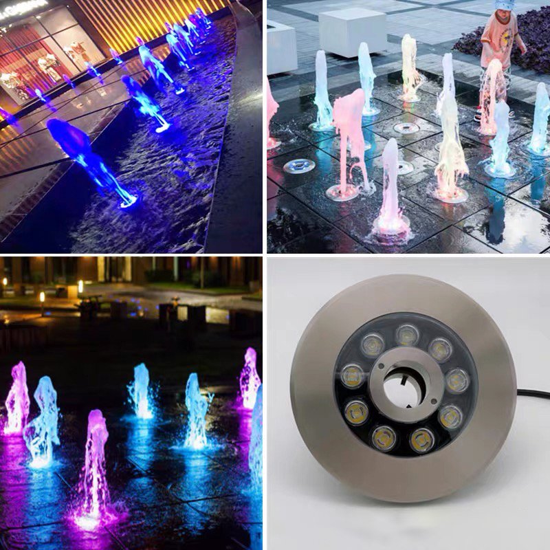 Hot Selling IP68 6W 9W 18W 24W Waterproof Stainless Steel Fountain Light Garden Waterfall Underwater Fountain Light