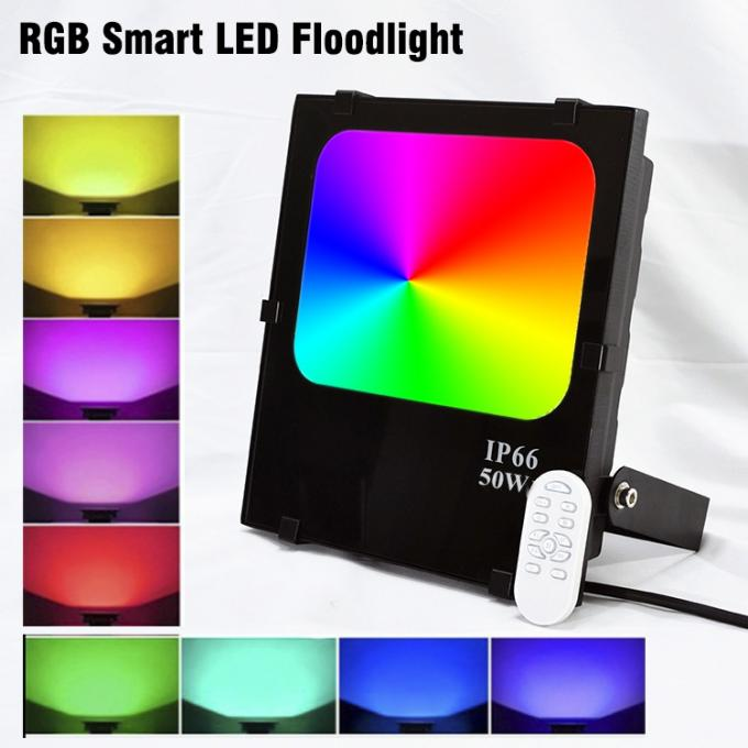 Floodlights 50w 100W 150w 200w Multi-colors Changing Led with Remote Control Flex and Plug Flood Light RGB Outdoor