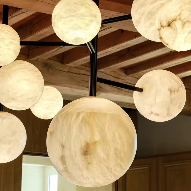 Custom Cluster Globe Pendant Light Alabaster Chandeliers Creative Ceiling Bubble Ball Marble Decoration for Bedroom Living Room