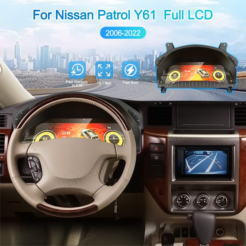 NaviHua for Nissan Patrol Y61 2006 2022 Car Digital Cluster Instrument Auto Speedometer Virtual Cockpit LCD Dashboard Upgrade