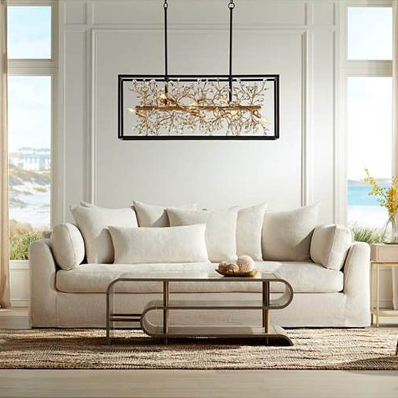 Creativity Square Branch K9 Crystal for Living Room Chandler Ceiling Gold Brass Crystal Decorate Light Chandeliers