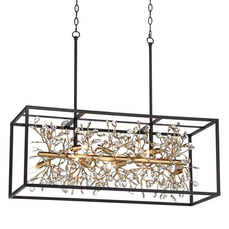Creativity Square Branch K9 Crystal for Living Room Chandler Ceiling Gold Brass Crystal Decorate Light Chandeliers