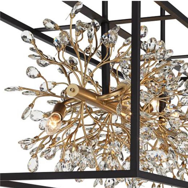 Creativity Square Branch K9 Crystal for Living Room Chandler Ceiling Gold Brass Crystal Decorate Light Chandeliers