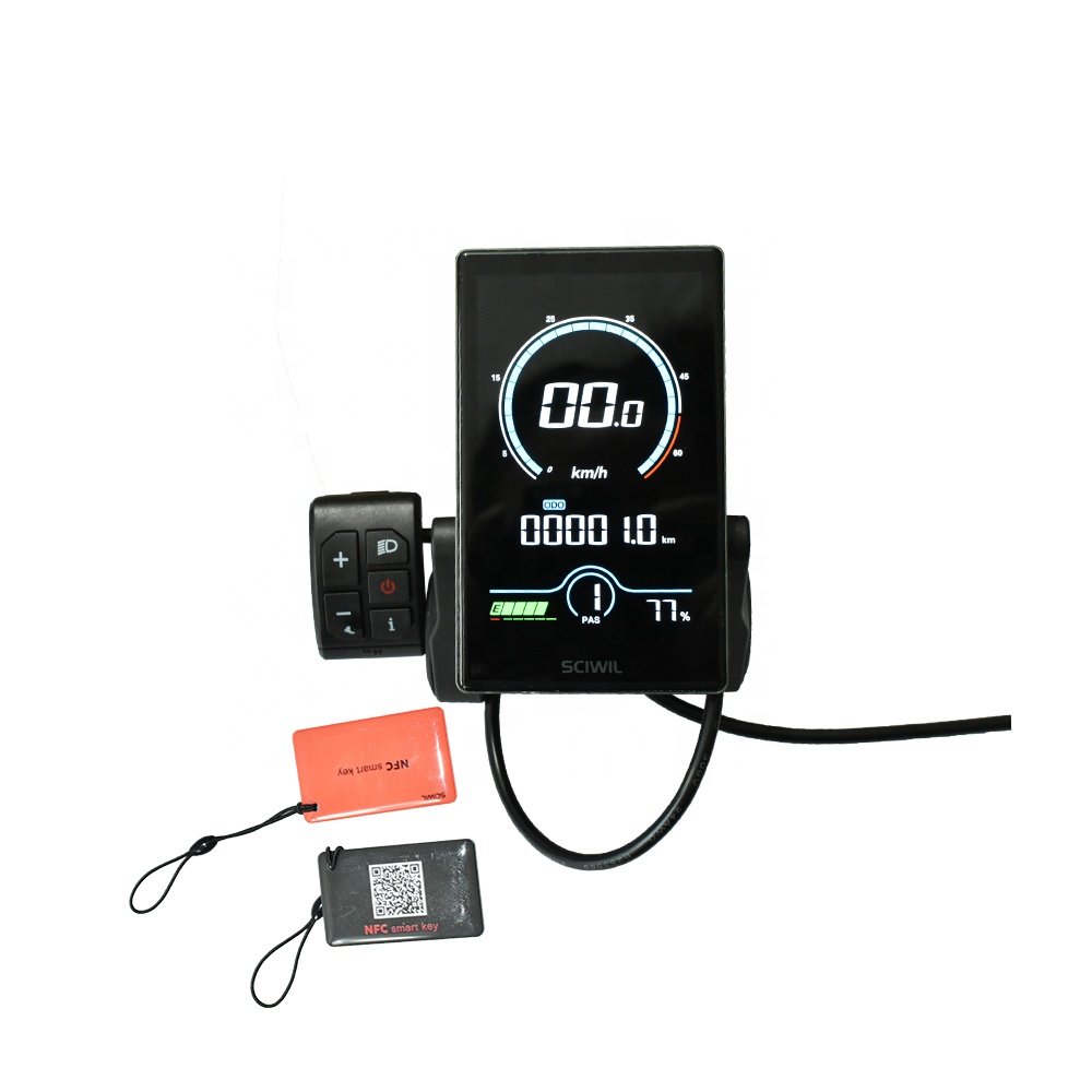 Ebike Keyless Meter 808 Horizontal Screen Auto Light Sensor 2# Protocol Electric E Bike NFC Card Function LCD Display for E-bike