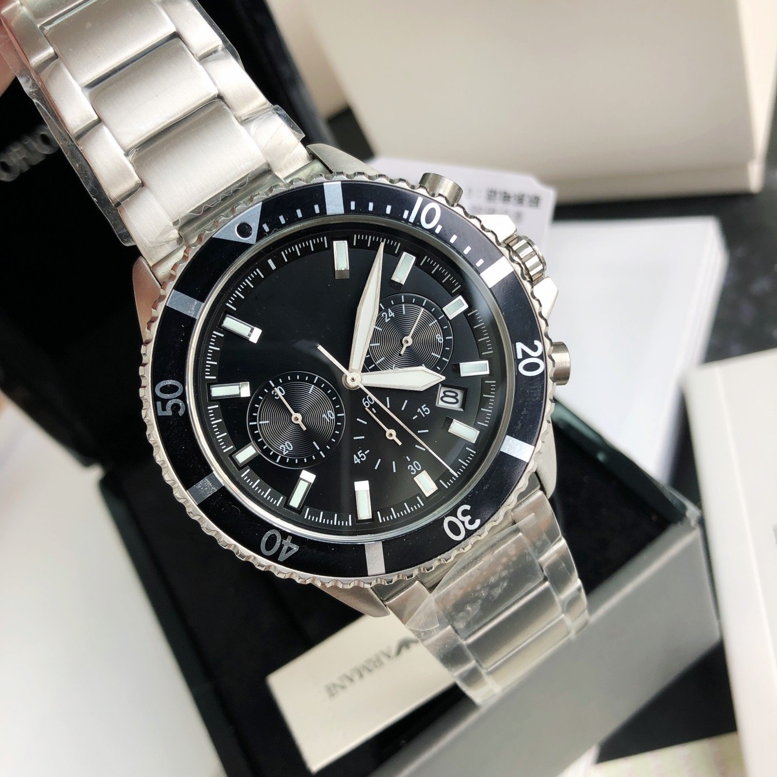 In Stock Fashion Brand Quartz Stainless Steel Chronograph Men's Watch Butterfly Clasp Business Designer Watch for Men AR11360