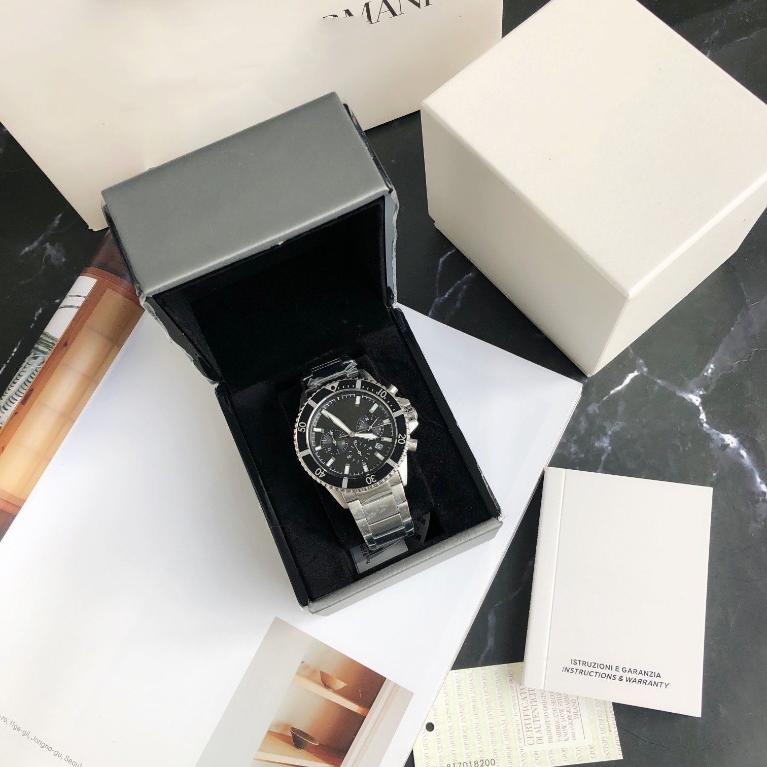 In Stock Fashion Brand Quartz Stainless Steel Chronograph Men's Watch Butterfly Clasp Business Designer Watch for Men AR11360
