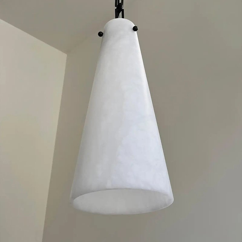Custom Modern Interior American Style Design Conical Alabaster Pendant Light Kitchen Island Foyer Corridor Decorative Chandelier
