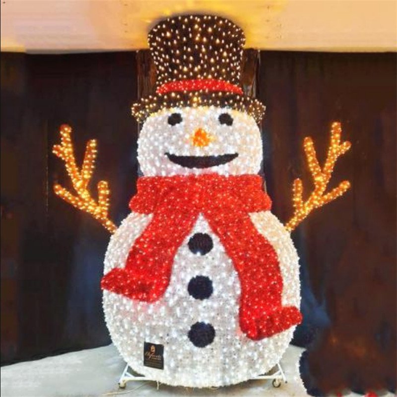 LED 3D Snowman Ornaments Outdoor Sculpture Christmas Holiday Commercial Decorations Art Custom Large Size String Motif Lights