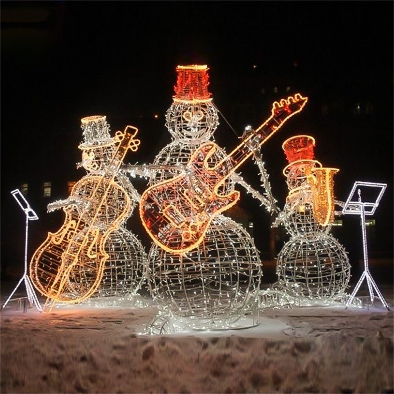 LED 3D Snowman Ornaments Outdoor Sculpture Christmas Holiday Commercial Decorations Art Custom Large Size String Motif Lights