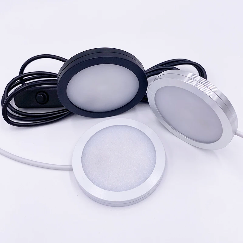 5V Ultrathin Puck Light Round USB Wardrobe Lights Rechargeable Indoor Bookcase Display Cabinet Lighting Surface Mount Puck Lamp