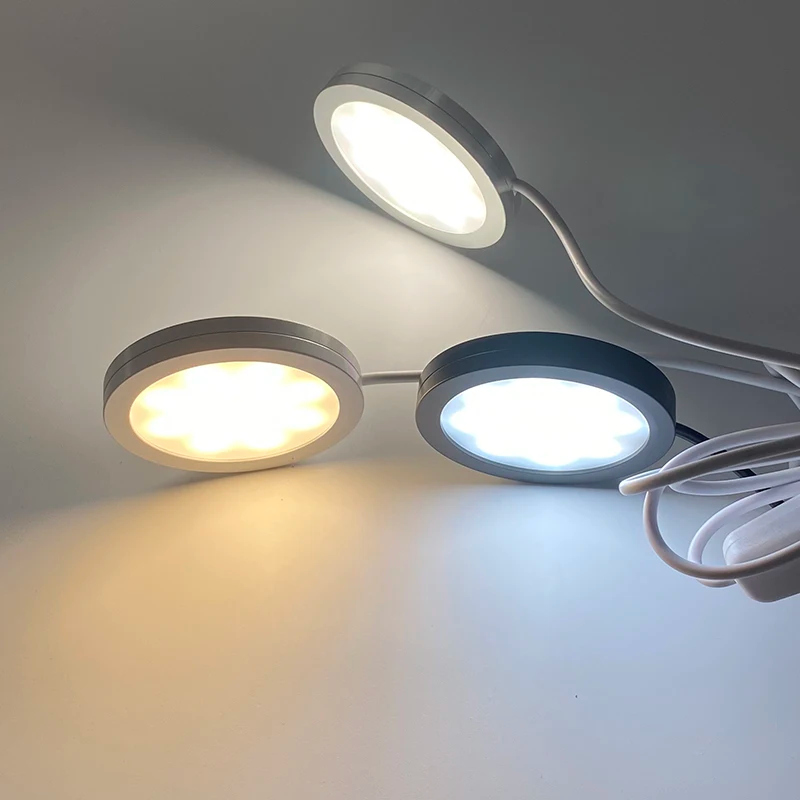 5V Ultrathin Puck Light Round USB Wardrobe Lights Rechargeable Indoor Bookcase Display Cabinet Lighting Surface Mount Puck Lamp