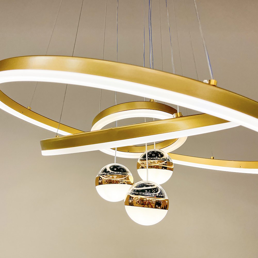 Three Ring Ball Hanging Pendant Lights Modern Nordic Atmosphere Livngroom Dining Room Chandelier