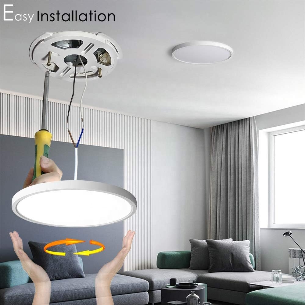 ETL 12" 24W 3CCT Selection Slim Frame LED Flush Mounted Round Celling Light for Home Living Room