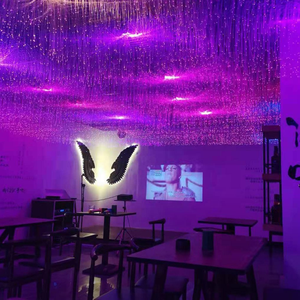 8W Fiber Optic Light Creative Net Red Light Restaurant bar Star Fiber Optic Chandelier Starry Sky Top Full of Stars