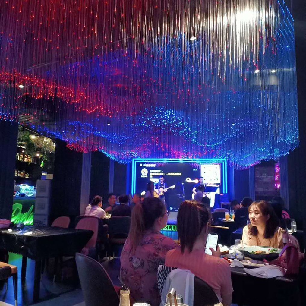 8W Fiber Optic Light Creative Net Red Light Restaurant bar Star Fiber Optic Chandelier Starry Sky Top Full of Stars