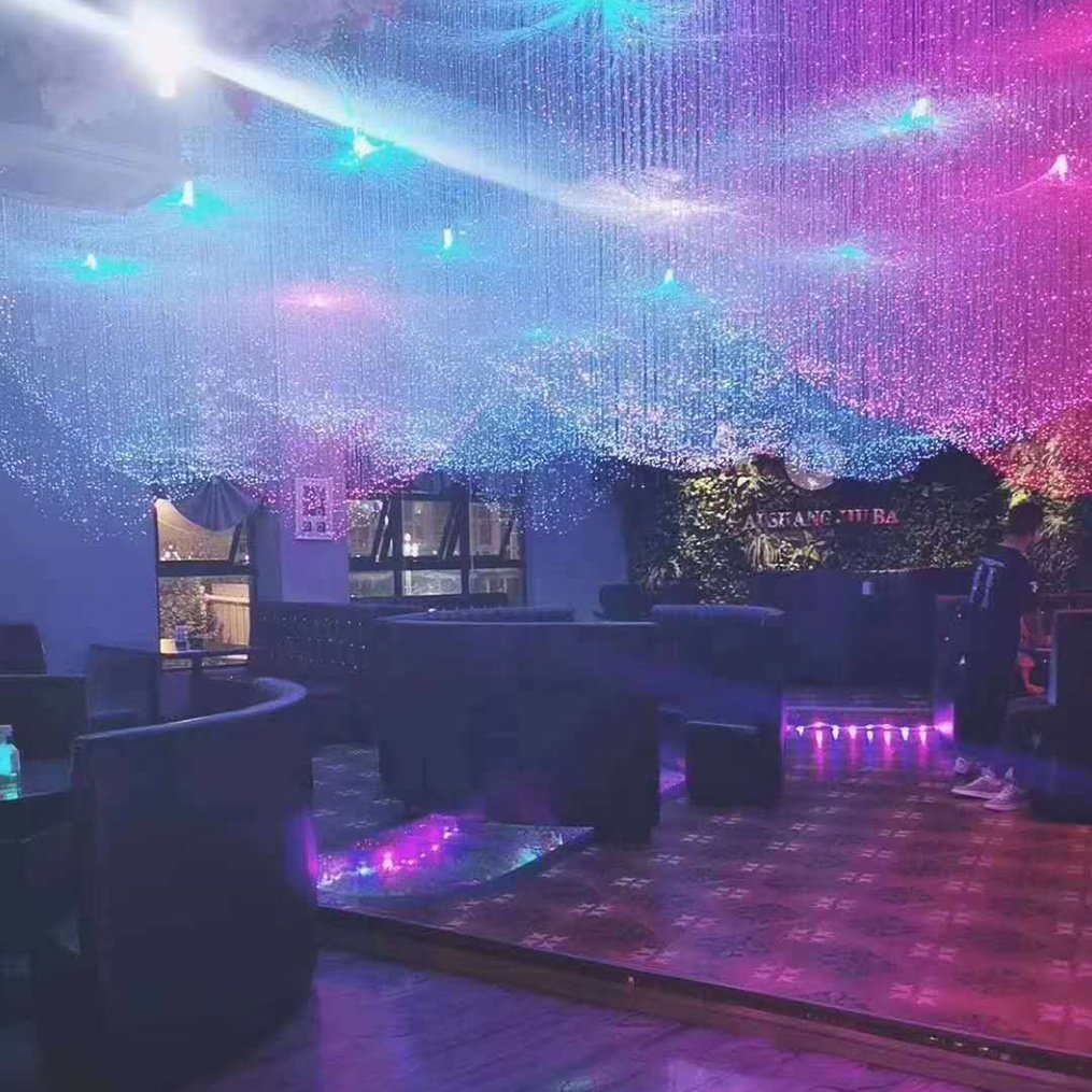 8W Fiber Optic Light Creative Net Red Light Restaurant bar Star Fiber Optic Chandelier Starry Sky Top Full of Stars