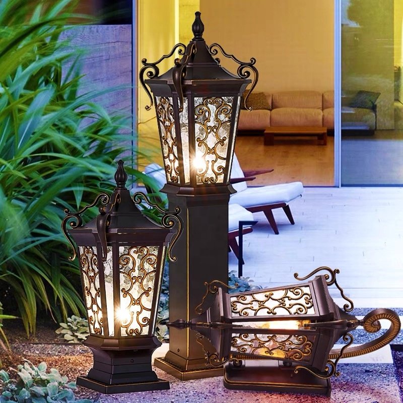 High Quality and High Brightness Garden Pillar Lamp Ip65 Waterproof Electric E27 Door Pillar Lamp European Style Pillar Lamp
