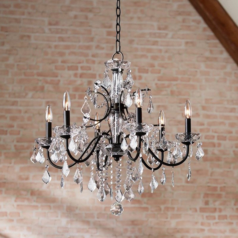 French Castle Palace Wedding Ceiling Luxury Crystal Pendant Black Candlestick Vintage Decoration Lighting Chandelier