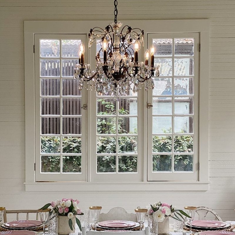 French Castle Palace Wedding Ceiling Luxury Crystal Pendant Black Candlestick Vintage Decoration Lighting Chandelier