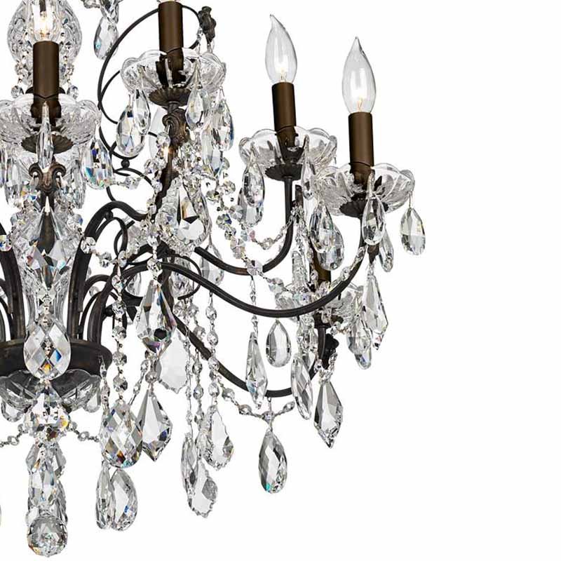 French Castle Palace Wedding Ceiling Luxury Crystal Pendant Black Candlestick Vintage Decoration Lighting Chandelier