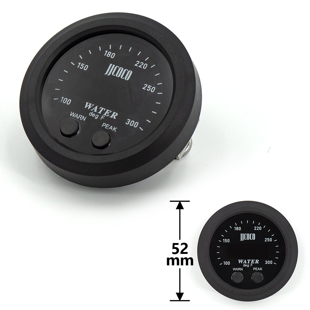 52mm Auto DC 12V Water Temperature Gauge with 1/8 NPT Sensor Car Digital Meter Red Display Temp 0-300F(-17~187C)