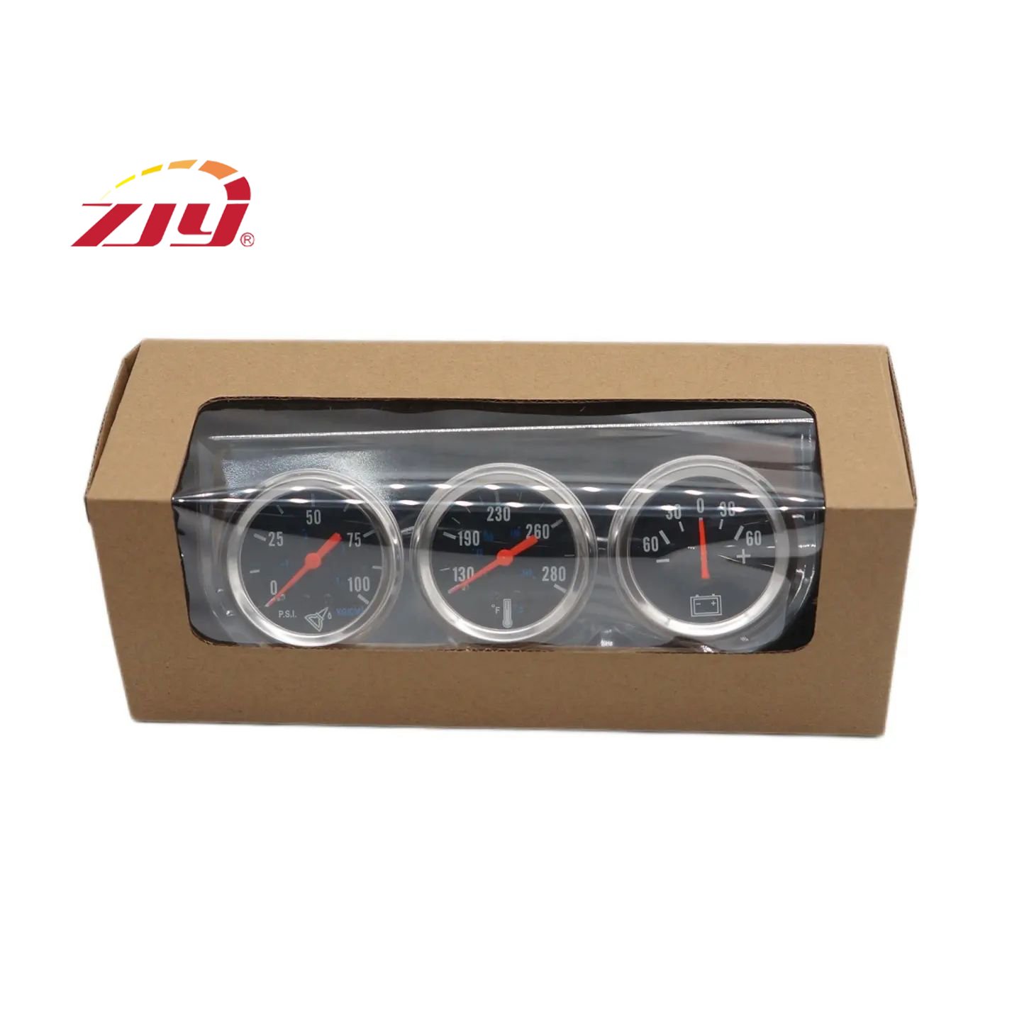 Universal 2'' 52mm Chrome Volt Water Temp Oil Pressure Triple 3 Gauge Set Gauges Kit