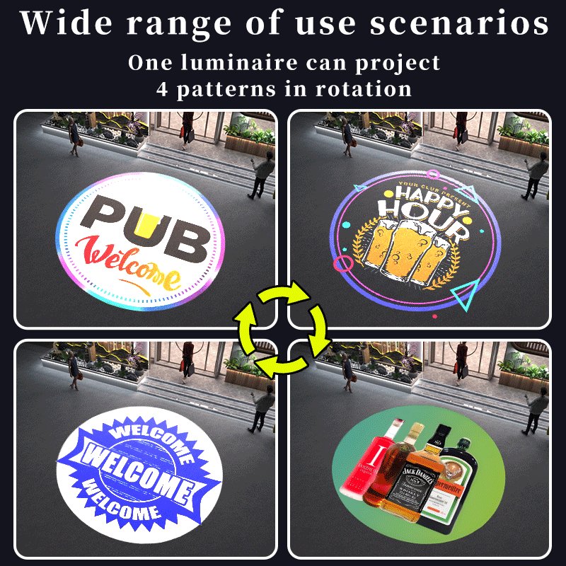 Free Custom Logo Gobo Projector Advertising Lights 60W/100W/150W LED Sign Wall Projection Lamp Outdoor Waterproof IP67 HD&Bright
