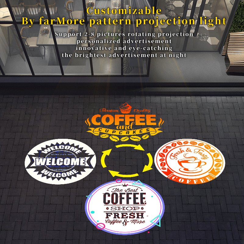 Free Custom Logo Gobo Projector Advertising Lights 60W/100W/150W LED Sign Wall Projection Lamp Outdoor Waterproof IP67 HD&Bright