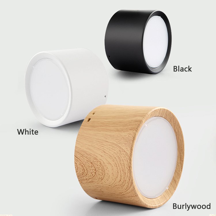 Surface Mounted Round Wooden LED Downlight 5W 3 Colors Ceiling Light Living Room Aisle Study Hotel Exhibition Hall Spotlight