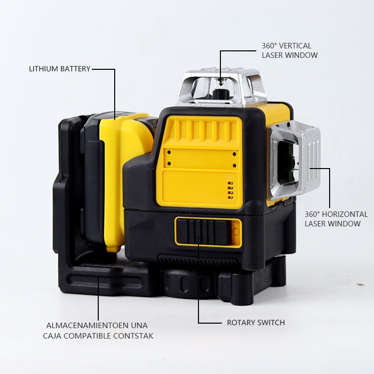 Green Beam 12 Cross Lines Self Leveling 3D Auto Rotary Construction Nivel Lazer 360 Tool Set Laser Level