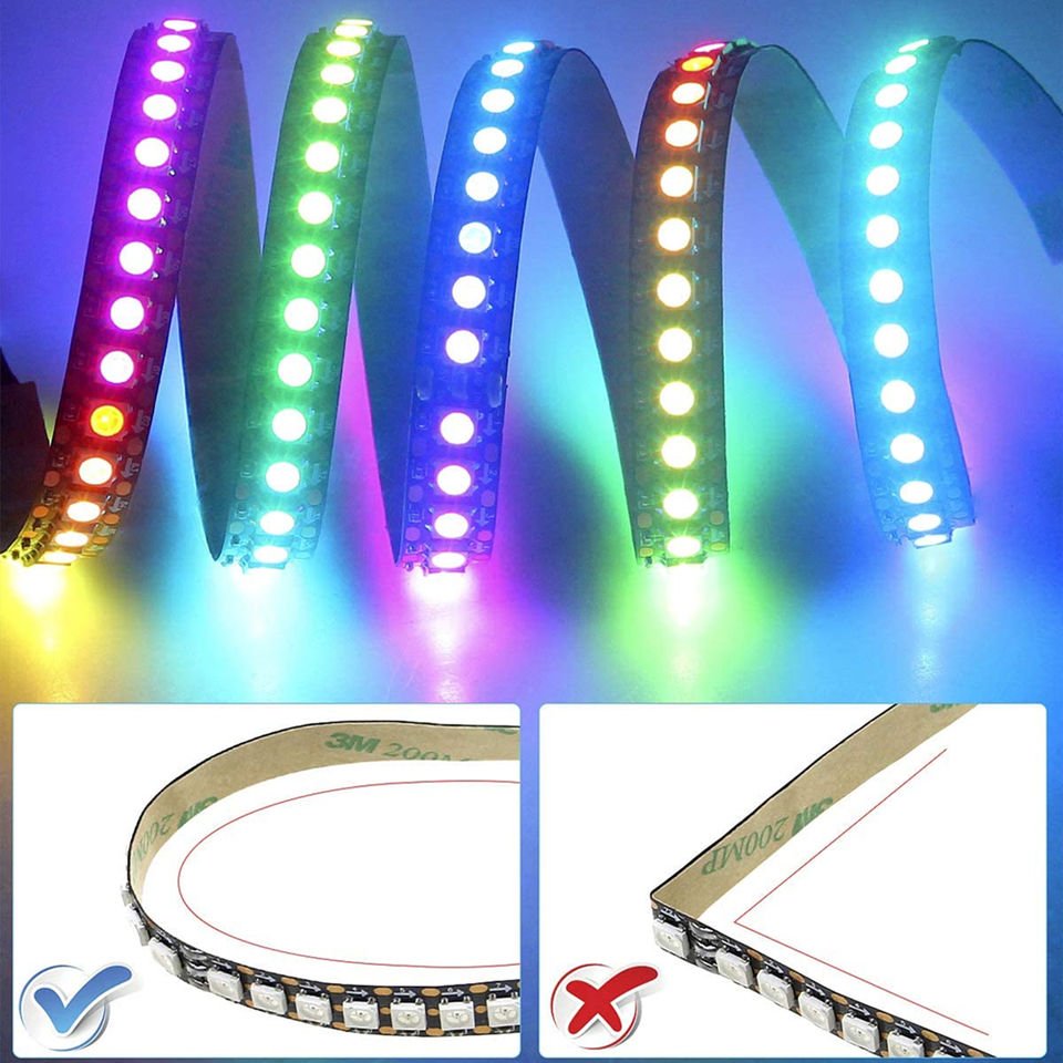 DC5V WS2812B Individually Addressable Led Strip 30/60/100/144 Leds/m Black/White PCB IP30/65/67 Smart RGBIC Led Light 1M to 5M
